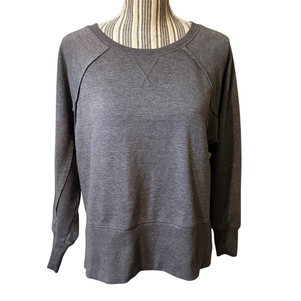 SALE! Hippie Rose Sweatshirt M Gray Raglan Slouchy Long Sleeves Ribbed Trim Cuff